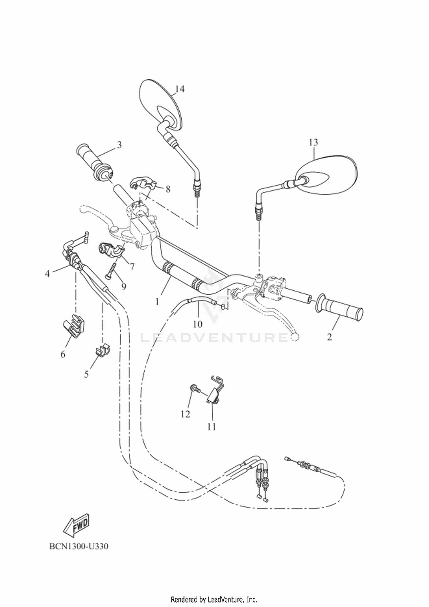 34 STEERING HANDLE & CABLE