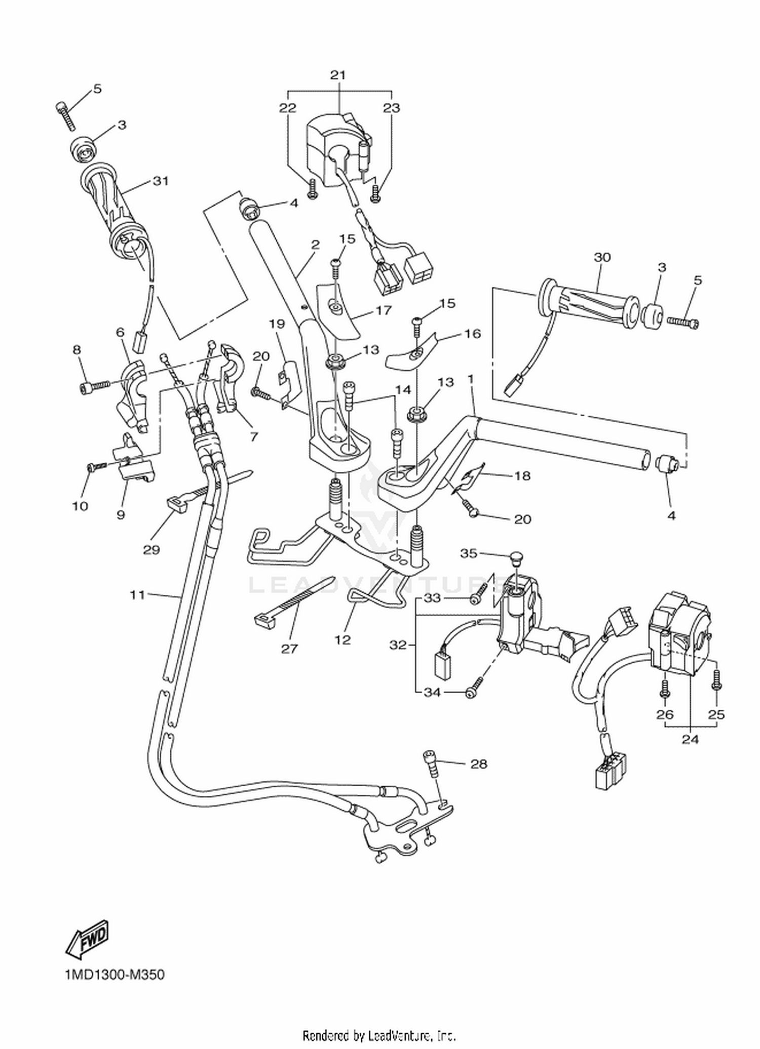 35 STEERING HANDLE  CABLE