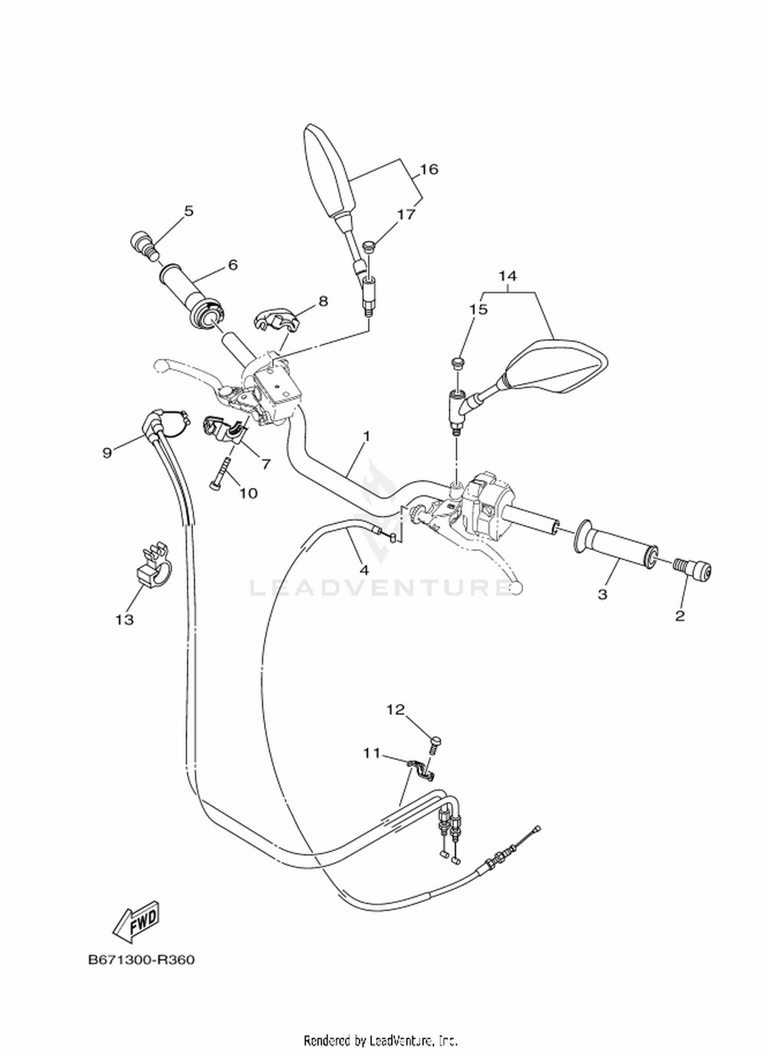 36 STEERING HANDLE  CABLE